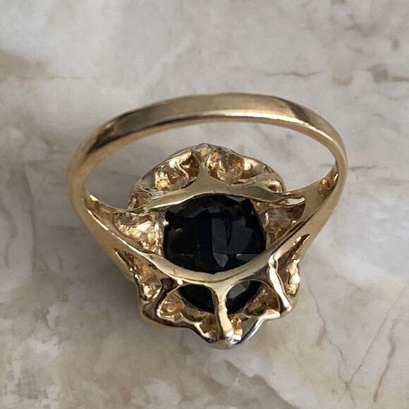 6.14 Carat Natural Blue Sapphire & Diamond 14K Gold Halo Ring GLA Certified - Picture 8 of 11